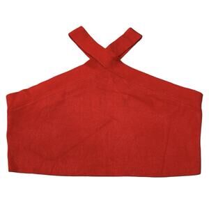 Disco House of Harlow 1960 Womens Retro Knit Hater Top Size XL Red Crop Mod